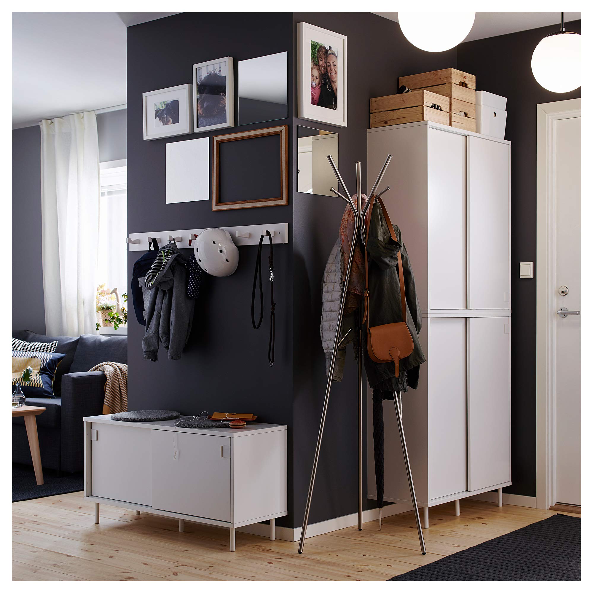 Ikea MACKAPÄR Bench with Storage Compartments, 100 x 51 cm, White